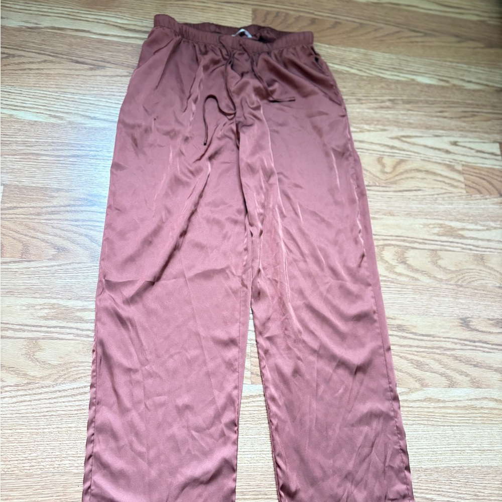 Brown Satin Lounge Pants